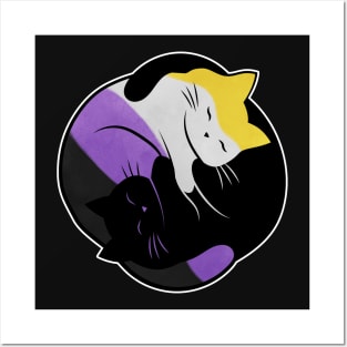 Nonbinary Eternal Yin Yang Cat Posters and Art